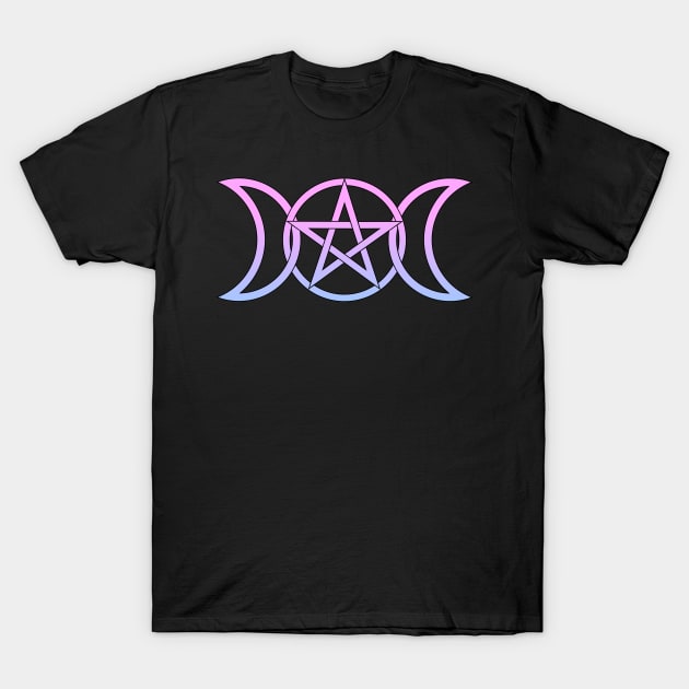 Triple Moon Goddess pastel pink to blue T-Shirt by RavenWake